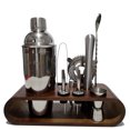 thumbnail image 1 of Bar Social Bartender Cocktail Kit – Bartender Accessories Tools for Drinks – Set of 10 Bar Mixer Set with Bamboo Stand - Stainless Steel, Dark Brown, 1 of 5
