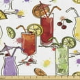 thumbnail image 1 of Ambesonne Bar Fabric by the Yard Upholstery, Colorful Watercolor Cocktails, 3 Yards, Multicolor, 1 of 4