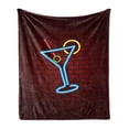 thumbnail image 1 of Bar Soft Flannel Fleece Throw Blanket, Cocktail Glass on a Brick Wall Pub Urban Night out Nightclub, Cozy Plush for Indoor and Outdoor Use, 70" x 90", Burgundy Azure Blue, by Ambesonne, 1 of 6
