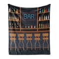 thumbnail image 1 of Bar Soft Flannel Fleece Throw Blanket, Pub Stand with Chairs and Bottles of Alcohol Aligned Interior Cocktail Beverage, Cozy Plush for Indoor and Outdoor Use, 50" x 70", Multicolor, by Ambesonne, 1 of 6