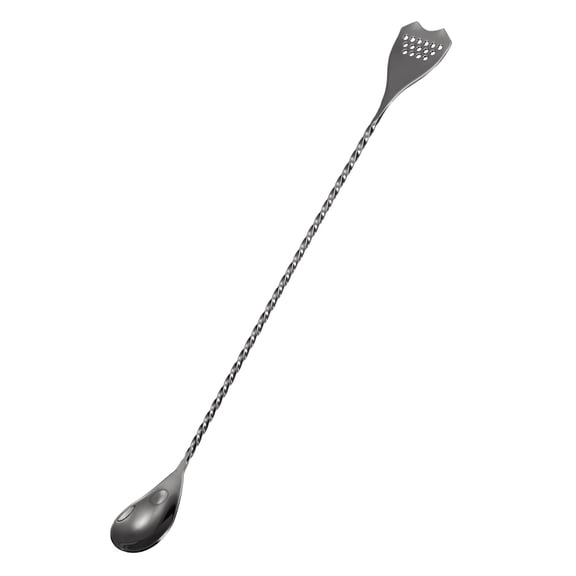 Bar Spoon Cocktail Mixing Spoon, 12" Stainless Steel Double Head Stirrer for Coffee Beverage, Black
