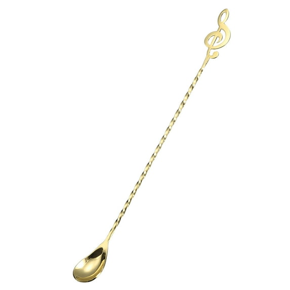 Bar Spoon Cocktail Mixing Spoon, 1Pack 305mm/12.01" Stainless Steel With Note Spiral Pattern for Coffee Beverage, Gold