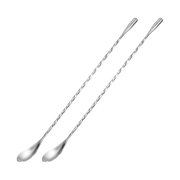 Bar Spoon Cocktail Mixing Spoon, 2 Pack 12 Inch Stainless Steel Long Handle for Mixing Glass or Shaker, Silver