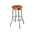 thumbnail image 1 of Bar Stool 29" Tall Backless Chrome Metal with Swivel Seat Cushion Featuring Your Favorite Football Team Logo on Colored Vinyl (Browns-Orange), 1 of 1