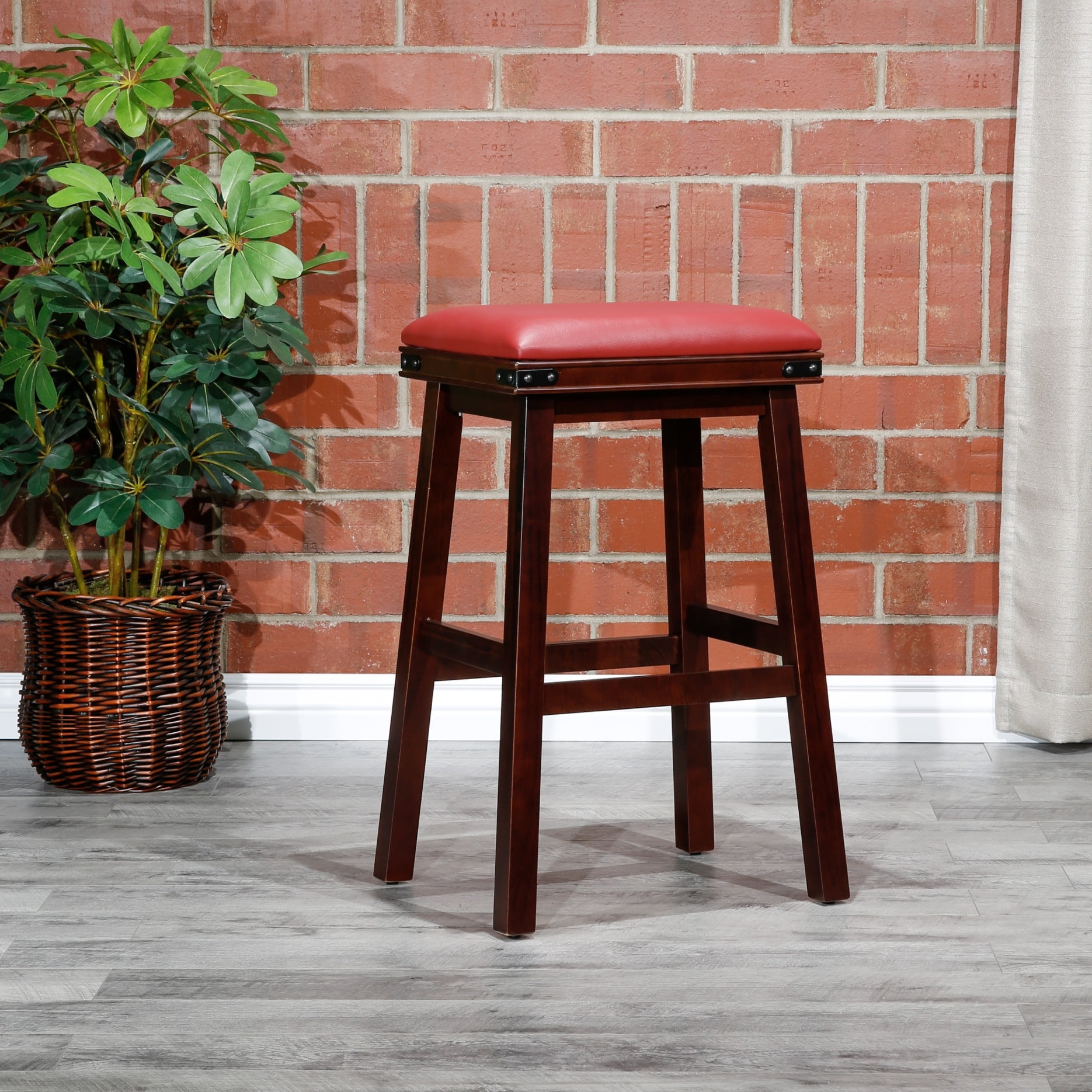 Bar Stool, 30" Counter Height Bar Stool with Upholstered Leather Seat