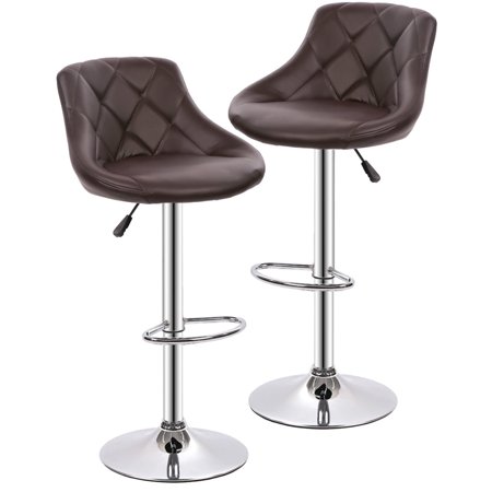 Bar Stool Adjustable Height Leather Bar Stools With Seat Back Pad,Set Of 2