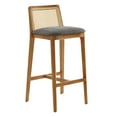 thumbnail image 1 of Bar Stool Chair Barstool, Gray, Fabric, Wood, Rattan, Bar Pub Cafe Bistro Dining Kitchen Hospitality Restaurant, Modern Contemporary, HB37098, 1 of 9