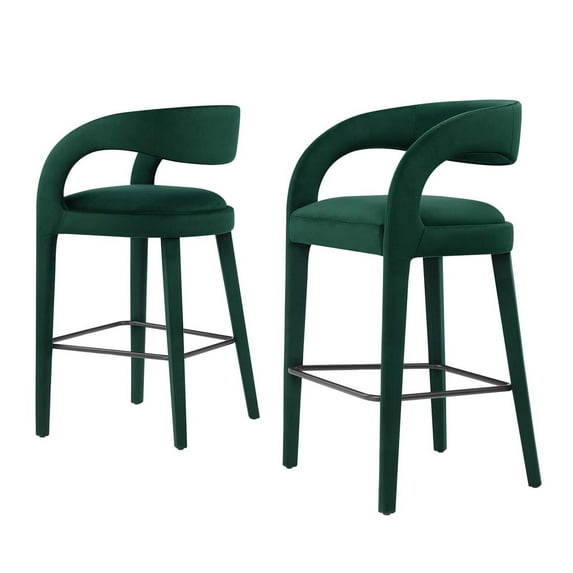 Bar Stool Chair Barstool, Green, Velvet, Pub Cafe Bistro Dining Kitchen Hospitality Restaurant, Modern Contemporary Boutique HB35945