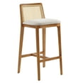 thumbnail image 1 of Bar Stool Chair Barstool, Ivory White, Fabric, Wood, Rattan, Bar Pub Cafe Bistro Dining Kitchen Hospitality Restaurant, Modern Contemporary, HB37099, 1 of 9