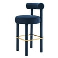 thumbnail image 1 of Bar Stool Chair Barstool, Midnight Blue, Velvet, Pub Cafe Bistro Dining Kitchen Hospitality Restaurant, Modern Contemporary Boutique HB34829, 1 of 9