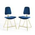 thumbnail image 1 of Bar Stool Chair Barstool, Set of 2, Velvet, Metal Steel, Blue Navy, Modern Contemporary Urban Design, Bar Pub Cafe Bistro Hotel Restaurant Hospitality, 1 of 10
