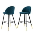 thumbnail image 1 of Bar Stool Chair Barstool, Set of 2, Fabric, Metal, Navy Blue, Modern Contemporary Urban Design, Bar Pub Cafe Bistro Hotel Restaurant Hospitality, 1 of 10