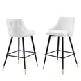 thumbnail image 1 of Bar Stool Chair Barstool, Set of 2, Velvet, White, Modern Contemporary Urban Design, Bar Pub Cafe Bistro Hotel Restaurant Hospitality, 1 of 9