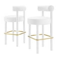 thumbnail image 1 of Bar Stool Chair Barstool, Set of 2, White, Velvet, Pub Cafe Bistro Dining Kitchen Hospitality Restaurant, Modern Contemporary Boutique HB36134, 1 of 11