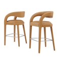 thumbnail image 1 of Bar Stool Chair Barstool, Tan Silver, Vegan Leather, Pub Cafe Bistro Dining Kitchen Hospitality Restaurant, Modern Contemporary HB35949, 1 of 10
