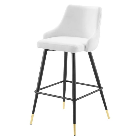 Bar Stool Chair Barstool, Velvet, White, Modern Contemporary Urban Design, Bar Pub Cafe Bistro Hotel Restaurant Hospitality