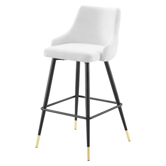 Bar Stool Chair Barstool, Velvet, White, Modern Contemporary Urban Design, Bar Pub Cafe Bistro Hotel Restaurant Hospitality