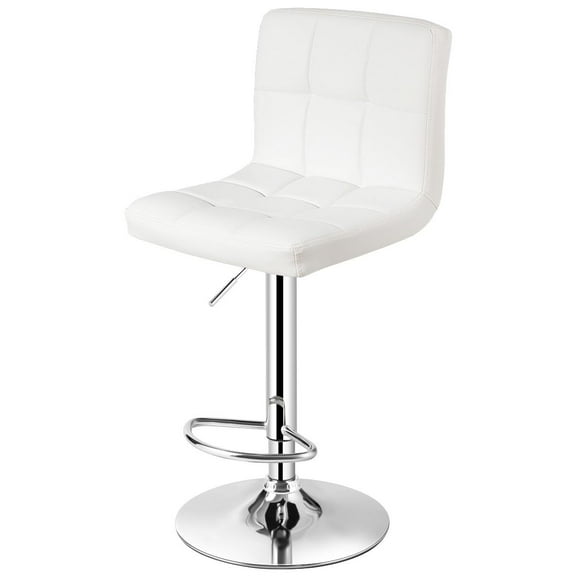 Bar Stool, Comfortable Swivel Adjustable PU Leather Bar Chair with Backrest, Soft Cushioned Seat, Footrest, Sturdy Metal Frame, Barstools for Kitchen, Pub, White
