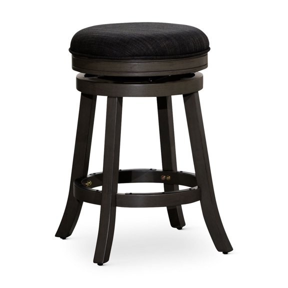 Bar Stool | Comfortable Swivel Seating | Polyester Fabric Upholstery | Metal Plates on Footrest