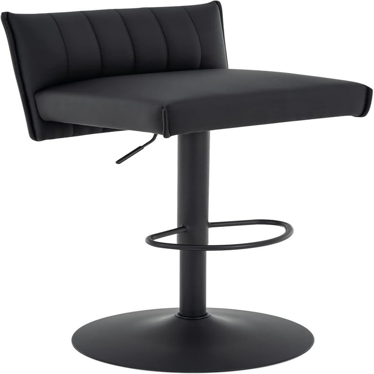 Bar Stool Couch Seat Adjustable Swivel PU Leather Barstool with Low Back Armless Counter Height Bar Chair for Kitchen Dining Cafe Pearl White Black Base Walmart