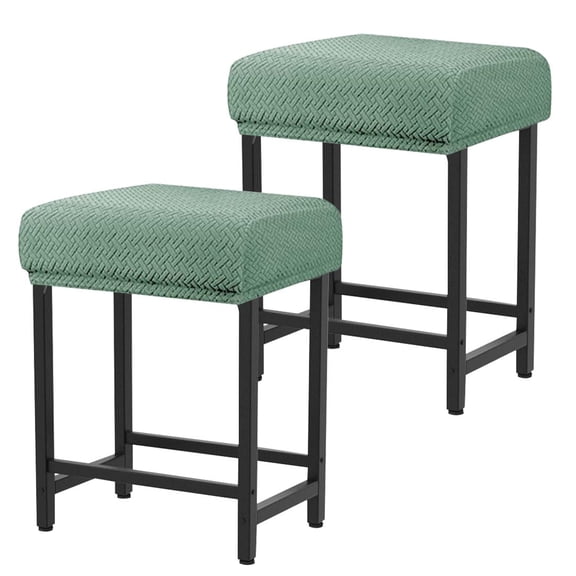 Bar Stool Cover Rectangle Stretch Counter Height Barstool Slipcovers Rectangular Vanity Stool Cover Kitchen Counter Saddle Seat Cover for Wooden Metal Bench Set of 2 Sage Green