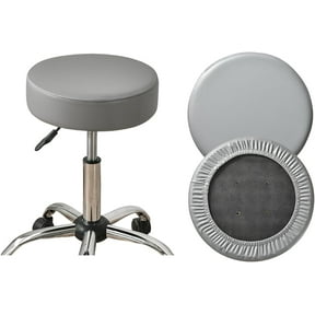 Bar Stool Cover Waterproof Round Seat Cushion Cover Stretch Barstool Slipcovers Set of 2 PU Leather Bar Chair Covers Grey