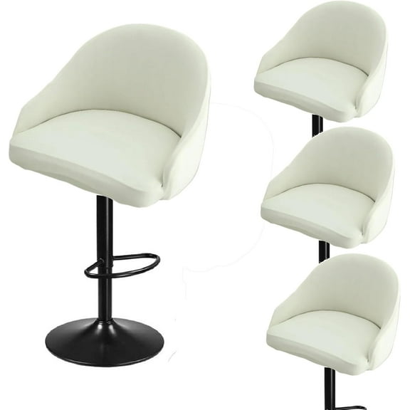 Bar Stool Cover With Back - Stretch Slipcover for Swivel and Counter Chairs, Armchair, Kitchen Island - Short Back, Round, Curved Accent