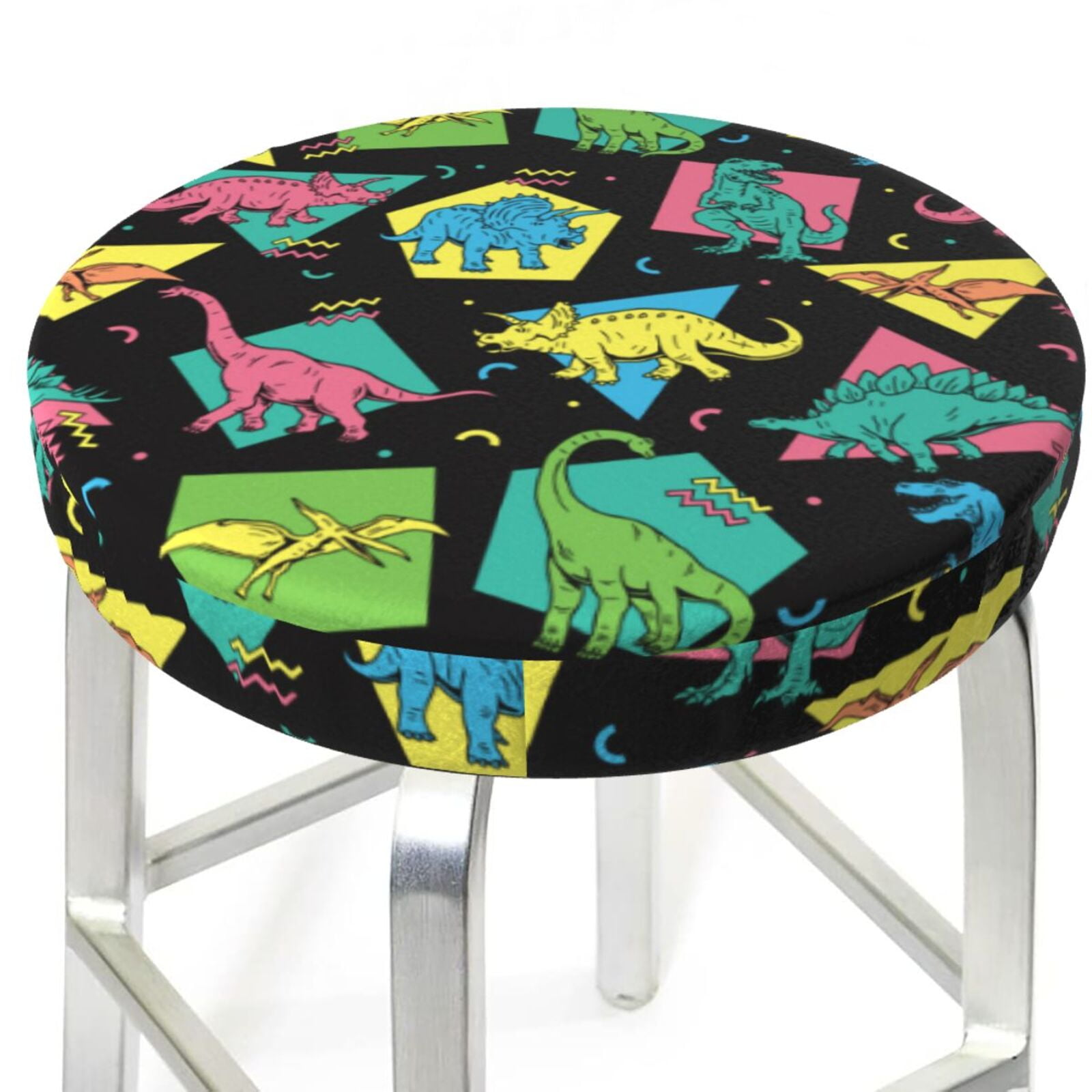 Bar Stool Covers, 1214 Inch Bar Stool Covers round, Geometric Dinosaur