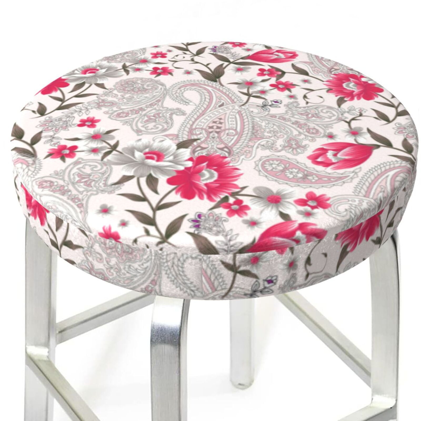 Bar Stool Covers, 1214 Inch Bar Stool Covers round, Red White Flowers