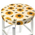 Bar Stool Covers, Bees yellow sunflowers cute NonSlip Bar Stool Seat