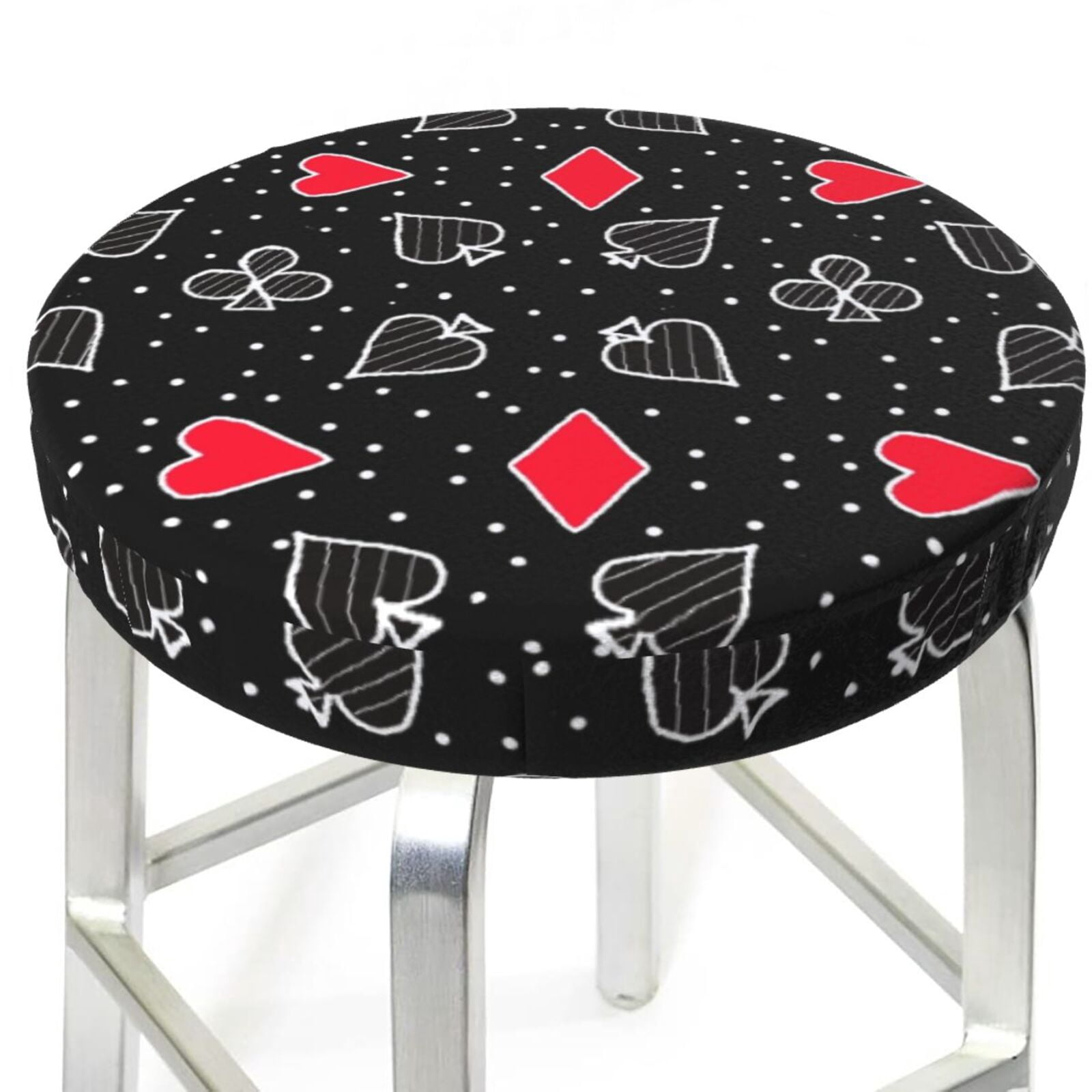 Bar Stool Covers - Card Suits Stretch Round Seat Covers with Elastic ...