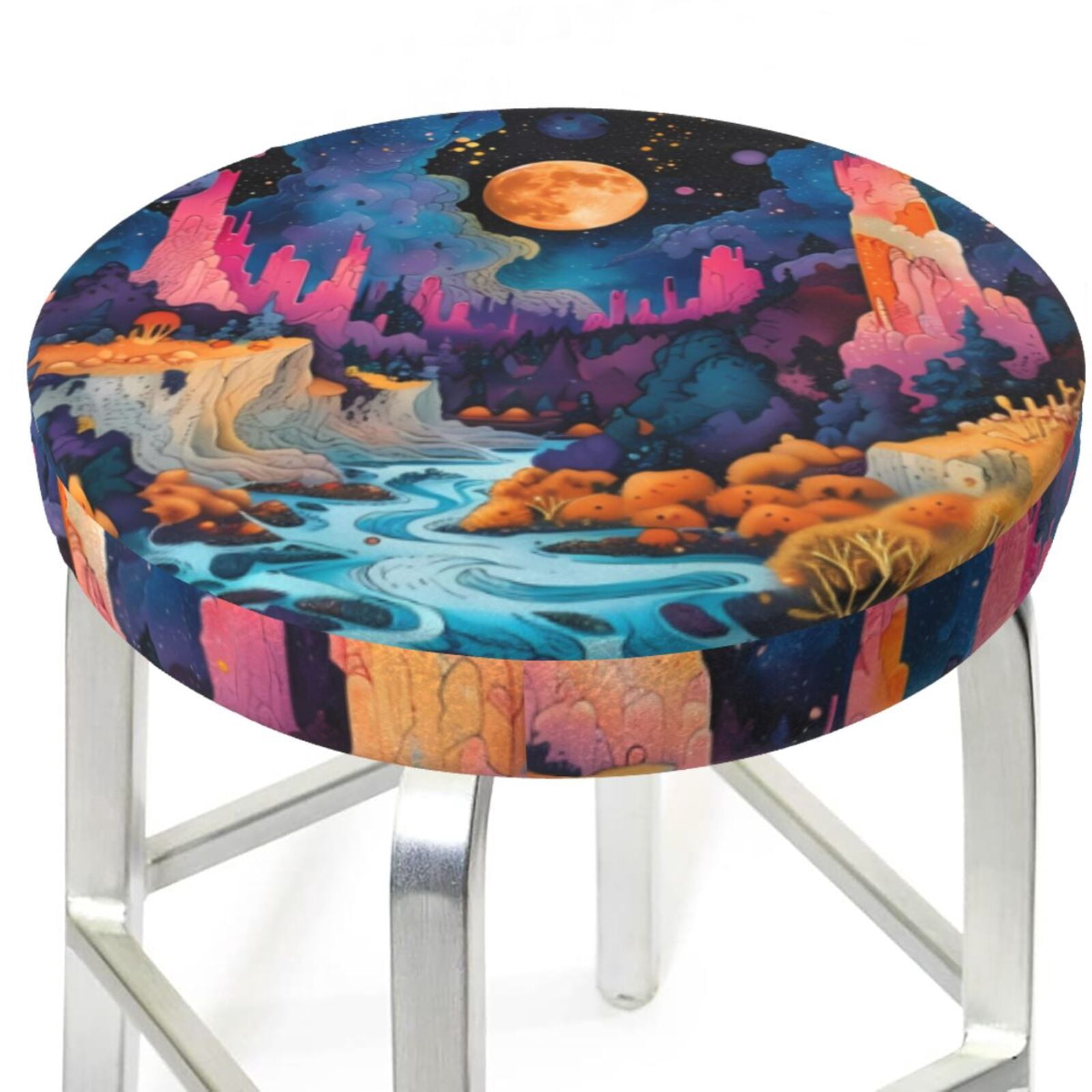 Fantasy Stool Bar Stool Covers, Fantasy Cosmic Landscape Non-Slip Bar Stool Seat ...