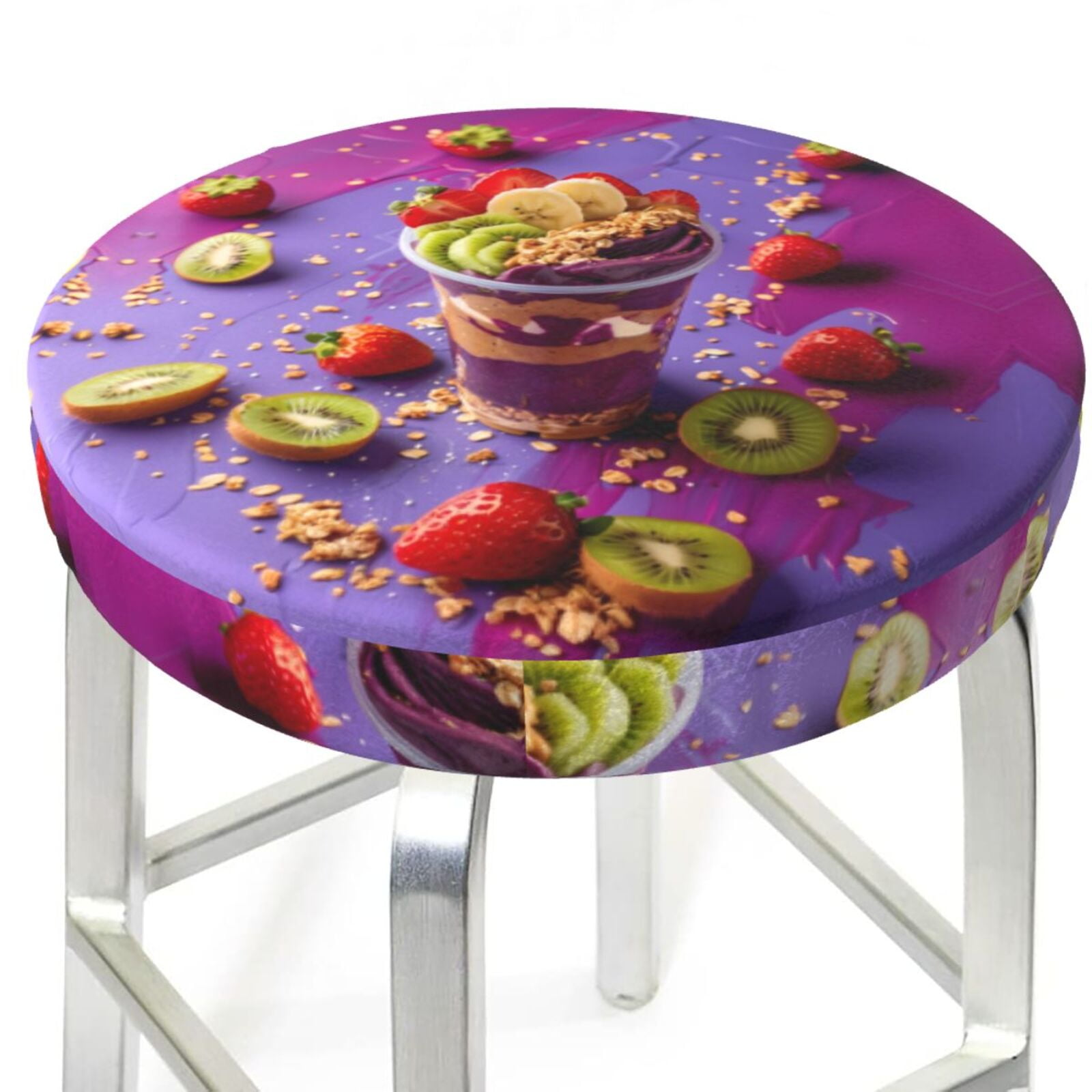 Bar Stool Covers, Fruit Parfait Colorful NonSlip Bar Stool Seat Covers
