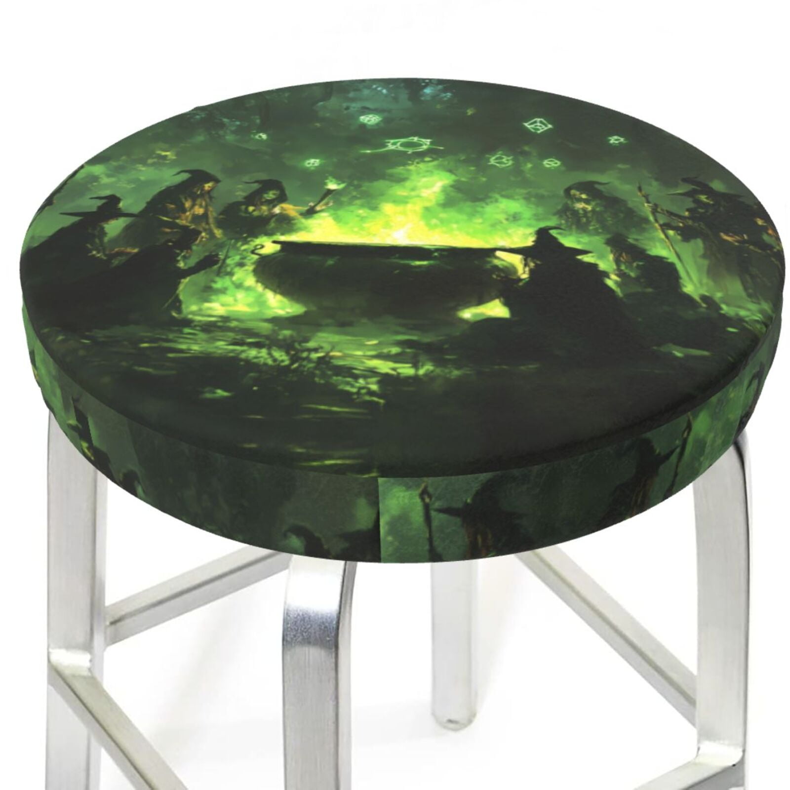 Bar Stool Covers, Halloween Green Forest Witch NonSlip Bar Stool Seat