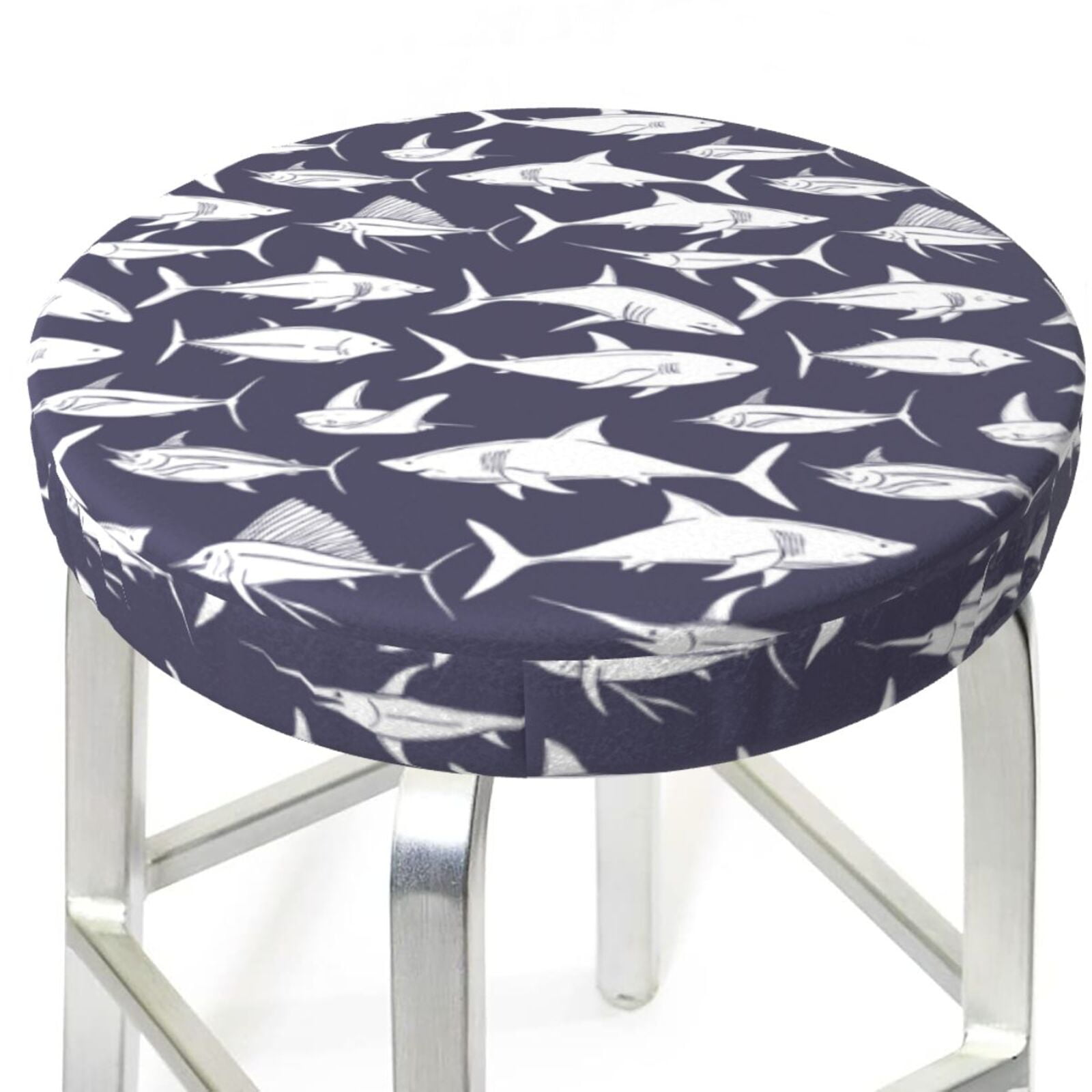 Bar Stool Covers, Hand drawn fish sharks cool NonSlip Bar Stool Seat