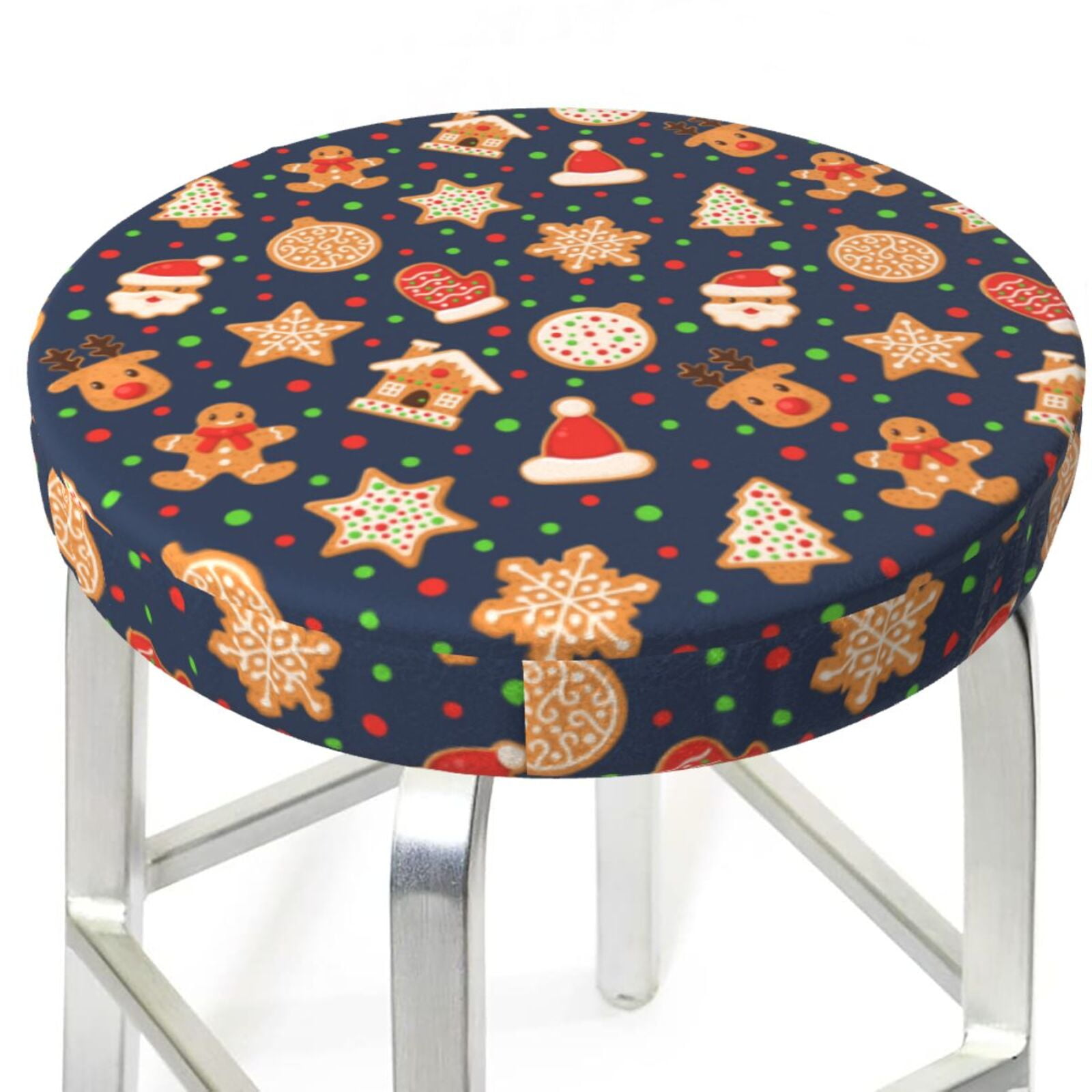 Bar Stool Covers, Holiday Gingerbreads NonSlip Bar Stool Seat Covers