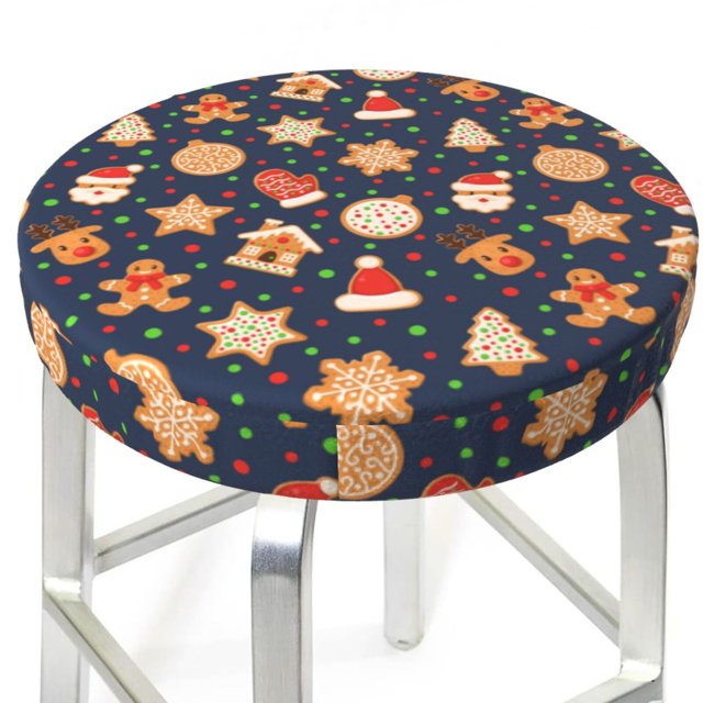 Bar Stool Covers, Holiday Gingerbreads NonSlip Bar Stool Seat Covers