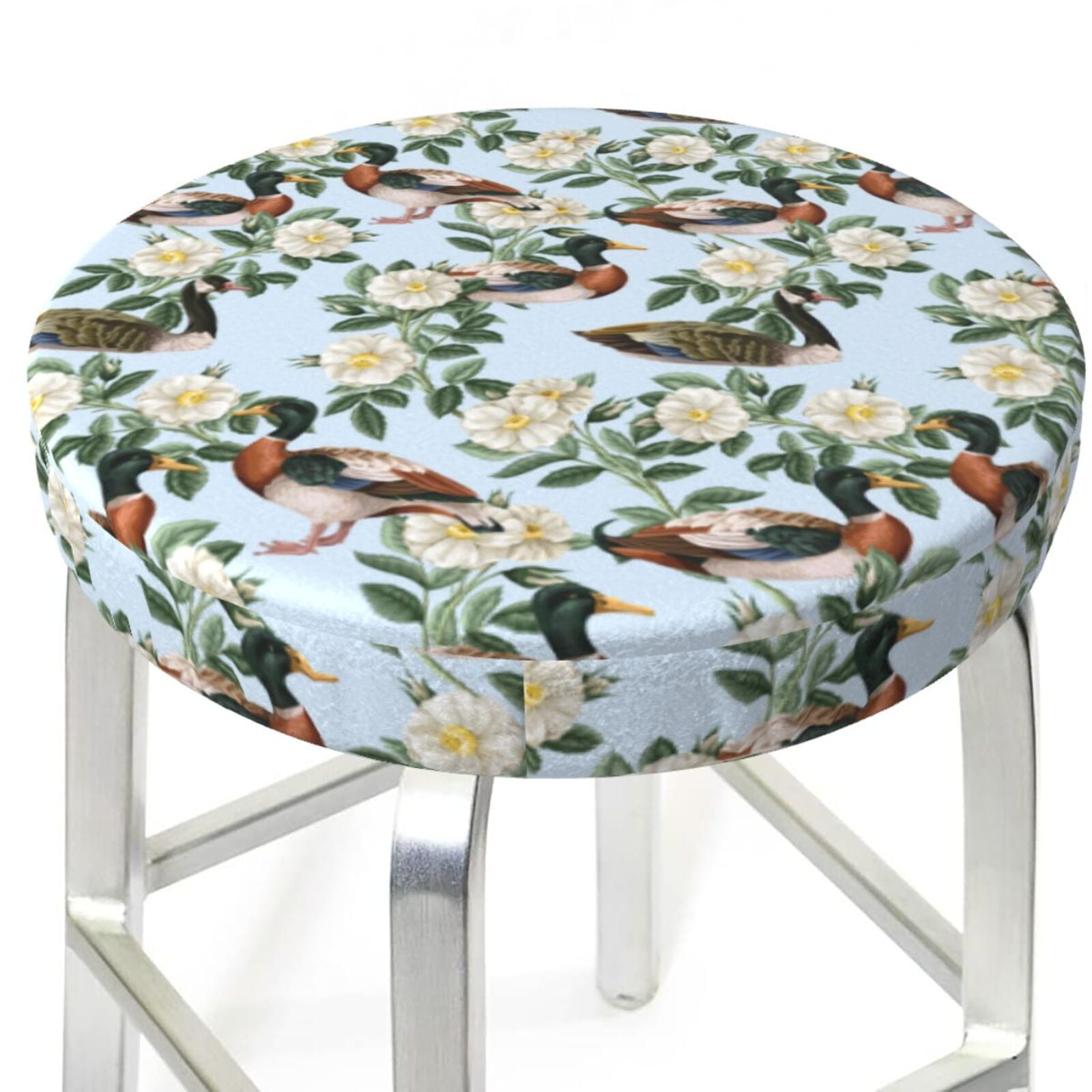 Bar Stool Covers, Mallard Ducks And Roses NonSlip Bar Stool Seat