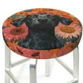 Bar Stool Covers, Pink Sunflower Black Dog NonSlip Bar Stool Seat