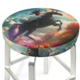 Bar Stool Covers, Rainbow Horse with Female Knight NonSlip Bar Stool
