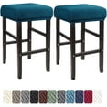 thumbnail image 1 of Bar Stool Covers Rectangle Set of 4/2/1 Saddle Bar Stool Covers Slipcover Stool Cushion Covers Stretch Vanity Stool Cover Washable Counter Stool Chair Covers slipcover,Dark Cyan,2pcs, 1 of 8