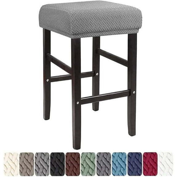 Bar Stool Covers Rectangle Set of 4/2/1 Saddle Bar Stool Covers Slipcover Stool Cushion Covers Stretch Vanity Stool Cover Washable Counter Stool Chair Covers slipcover,Light Gray,1pcs