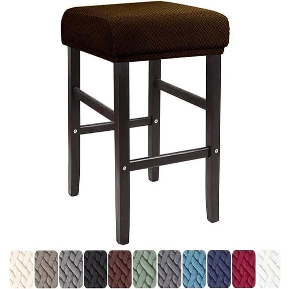 Bar Stool Covers Rectangle Set of 4/2/1 Saddle Bar Stool Covers Slipcover Stool Cushion Covers Stretch Vanity Stool Cover Washable Counter Stool Chair Covers slipcover,Dark Coffee,1pcs