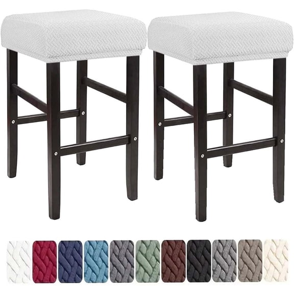 Bar Stool Covers Rectangle Set of 4/2/1 Saddle Bar Stool Covers Slipcover Stool Cushion Covers Stretch Vanity Stool Cover Washable Counter Stool Chair Covers slipcover,White,2pcs