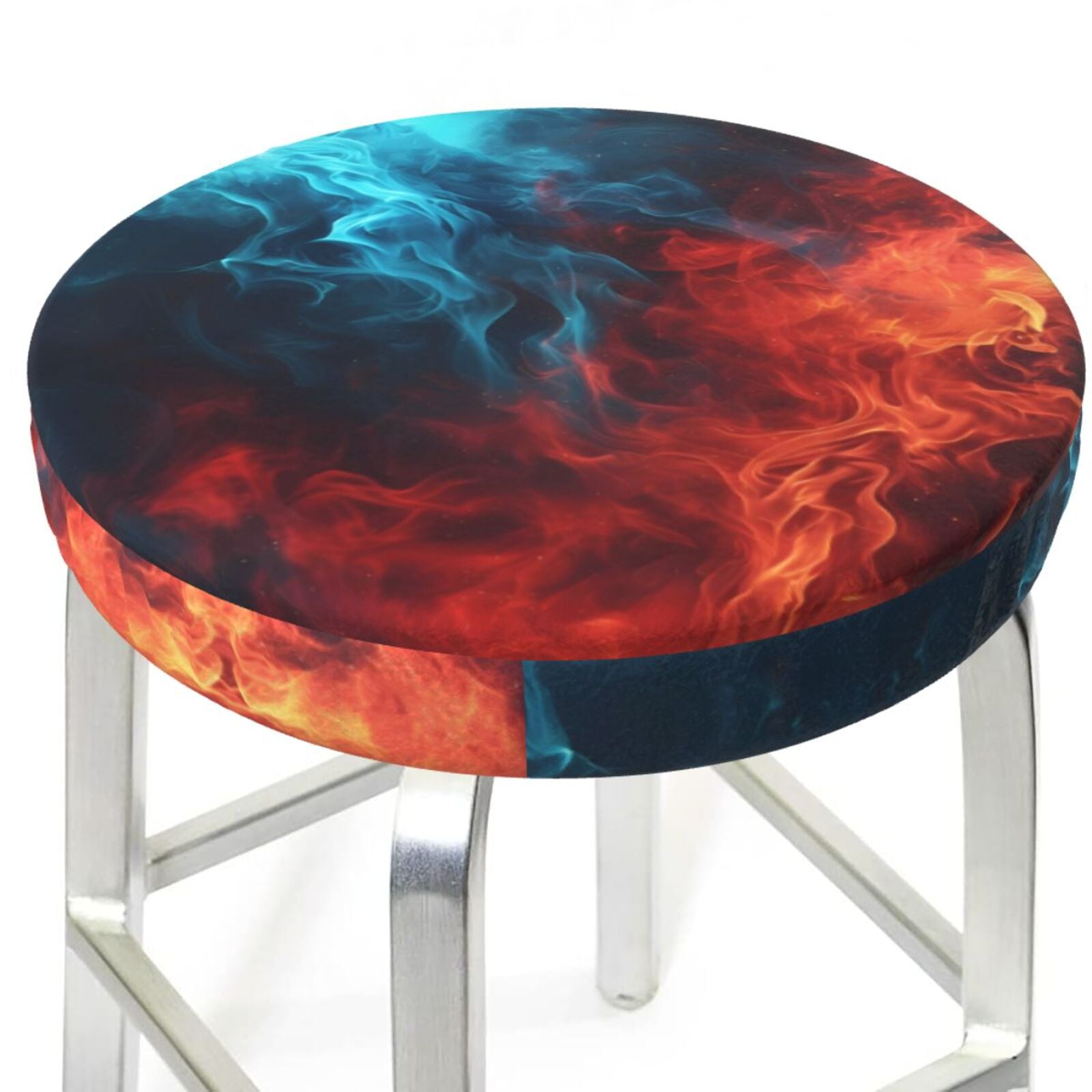 Bar Stool Covers, Red and Blue Fire NonSlip Bar Stool Seat Covers 12