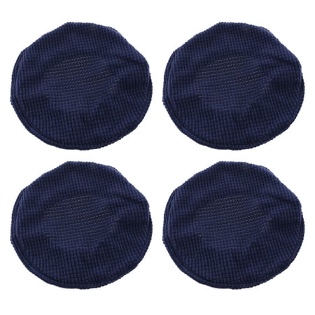 Bar Stool Covers Round, 4 Pcs Stool Slipcovers Elastic, Circle Chair Covers, Easy to Clean Chair Seat Cushion Slipcover Fit for Stool of Dia 12-15 Inch, Dark Blue