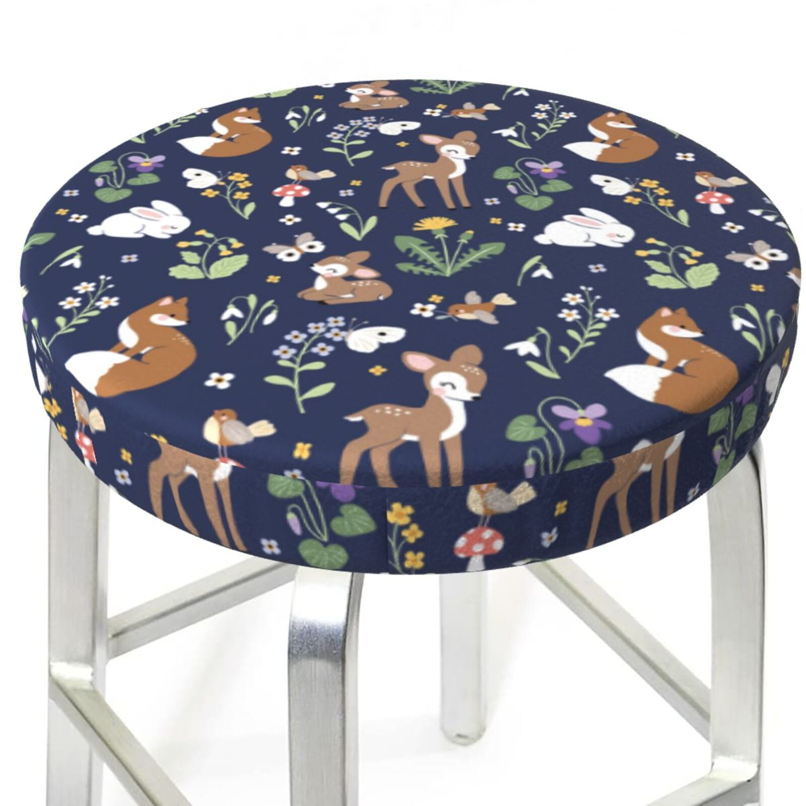 Bar Stool Covers Round Animals And Wildflowers AntiSlip Soft Round