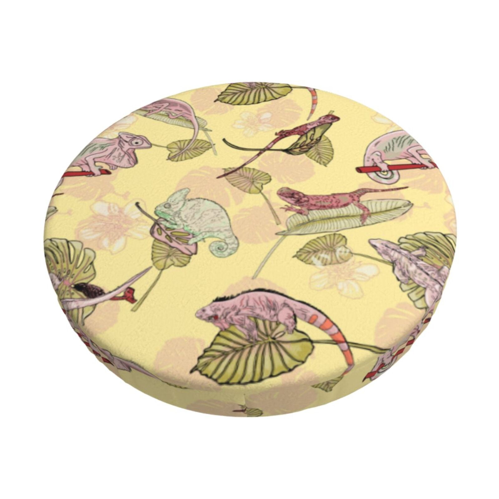 Bar Stool Covers Round, Artistic Cute Lizard Chameleon Bar Stool ...