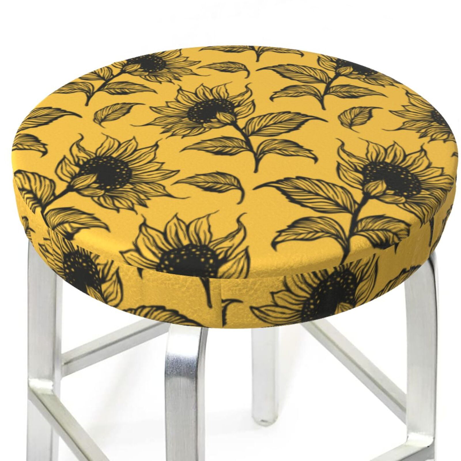 Bar Stool Covers Round Autumn Sunflower AntiSlip Soft Round Chair