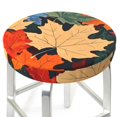 Bar Stool Covers Round, Colorful Autumn Maple Leaves Funny Bar Stool